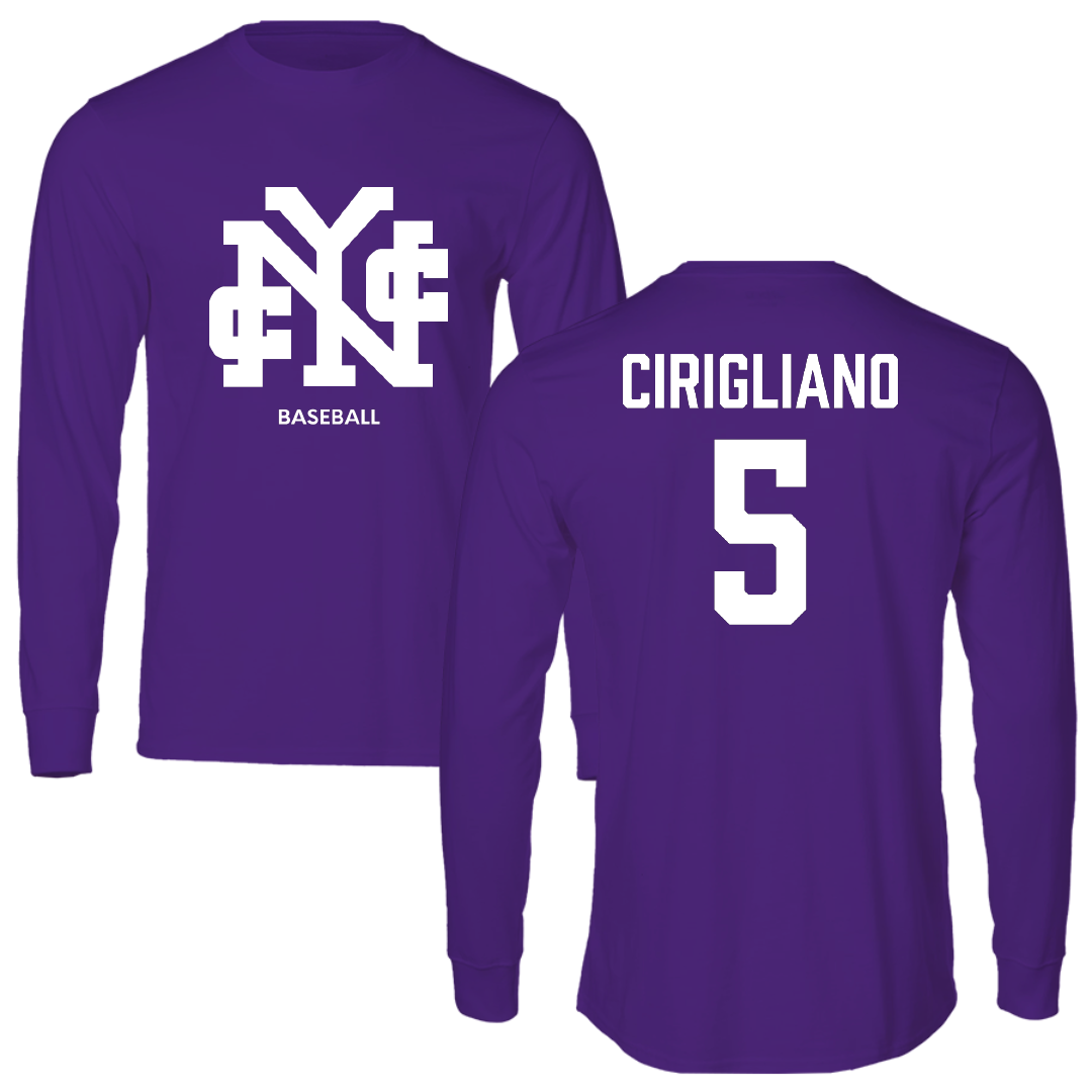 The City College of New York Baseball Purple Performance Long Sleeve - #5 Richard Cirigliano