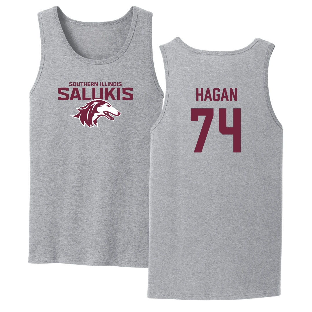 Southern Illinois University at Carbondale Football Sport Gray Tank Top - #74 Harris Hagan
