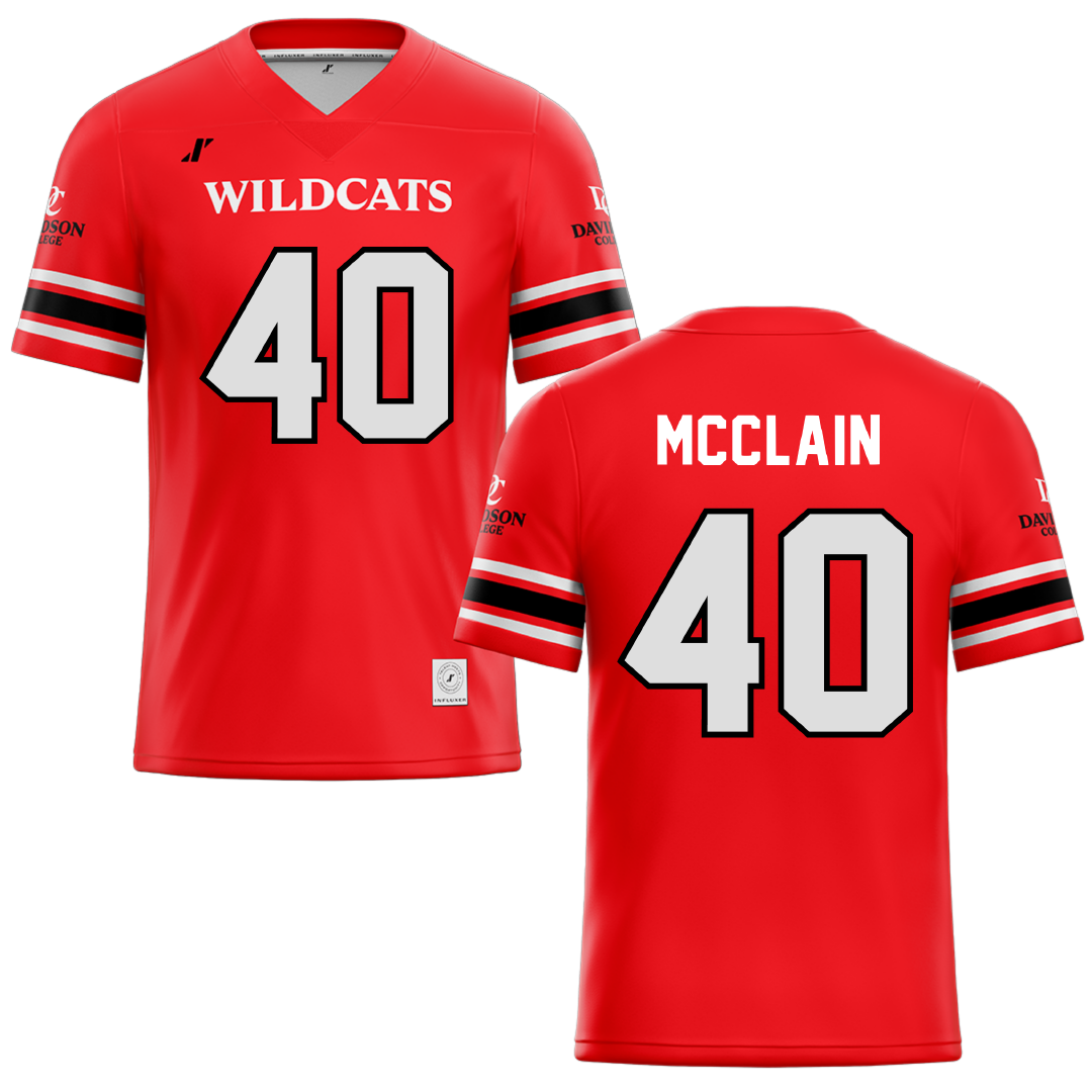 Davidson College Red Football Jersey - #40 Carius McClain