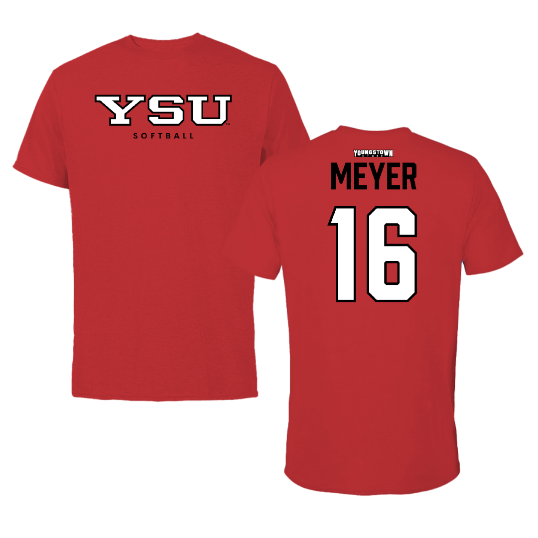 Youngstown State University Softball Red Performance Tee - #16 Bella Meyer