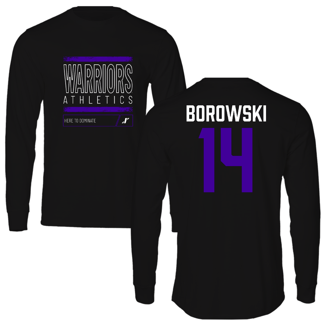 Winona State University Basketball Black Dominate Performance Long Sleeve - #14 Ty Borowski