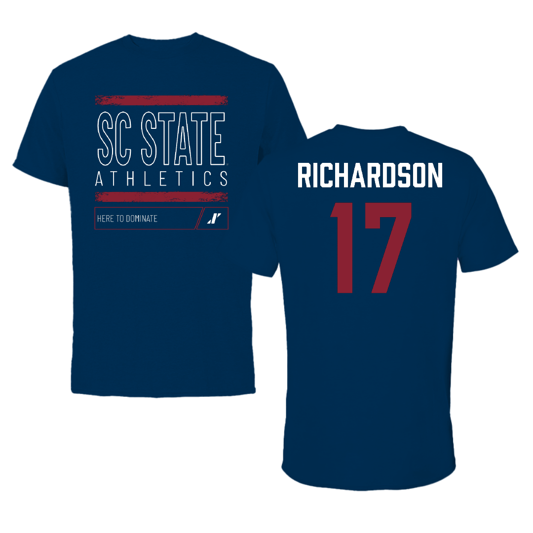 South Carolina State University Football Navy Dominate Performance Tee - #17 Malik Richardson