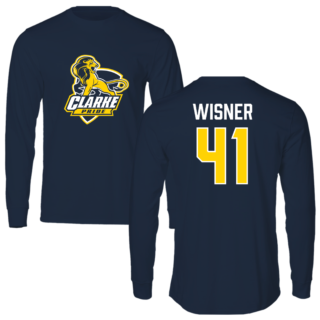 Clarke University Soccer (W) Navy Performance Long Sleeve - #41 Mackenzie Wisner