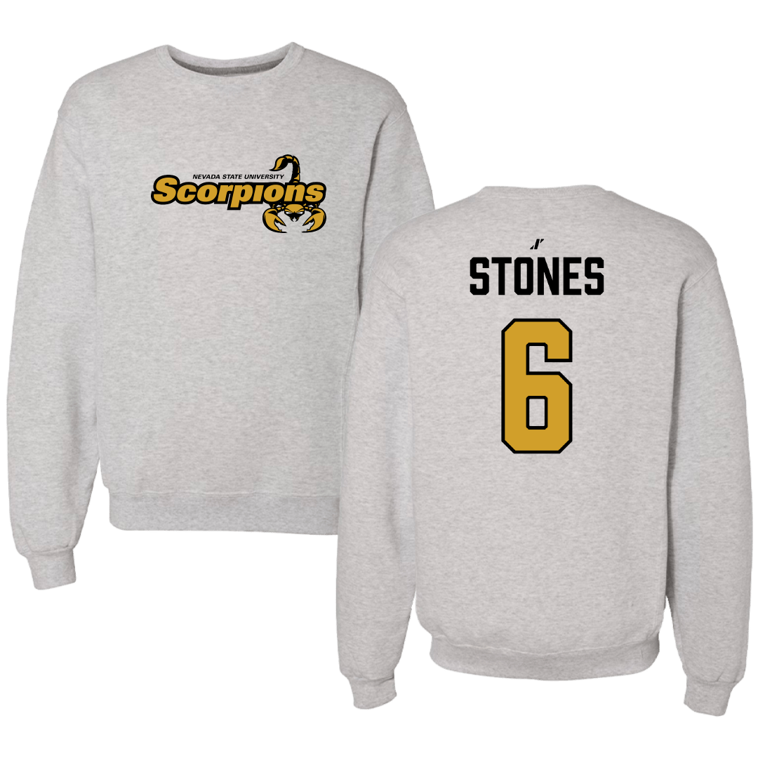 Nevada State University Flag Football (W) Light Gray Scorpions Crewneck - #6 Charlee Stones