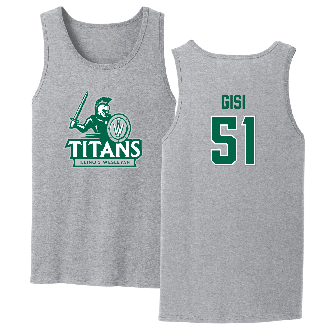 Illinois Wesleyan University Lacrosse Sport Gray Tank Top - #51 Jake Gisi
