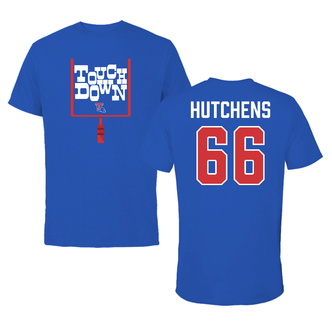 Louisiana Tech University Football Blue Touchdown Tee - #66 Will Hutchens