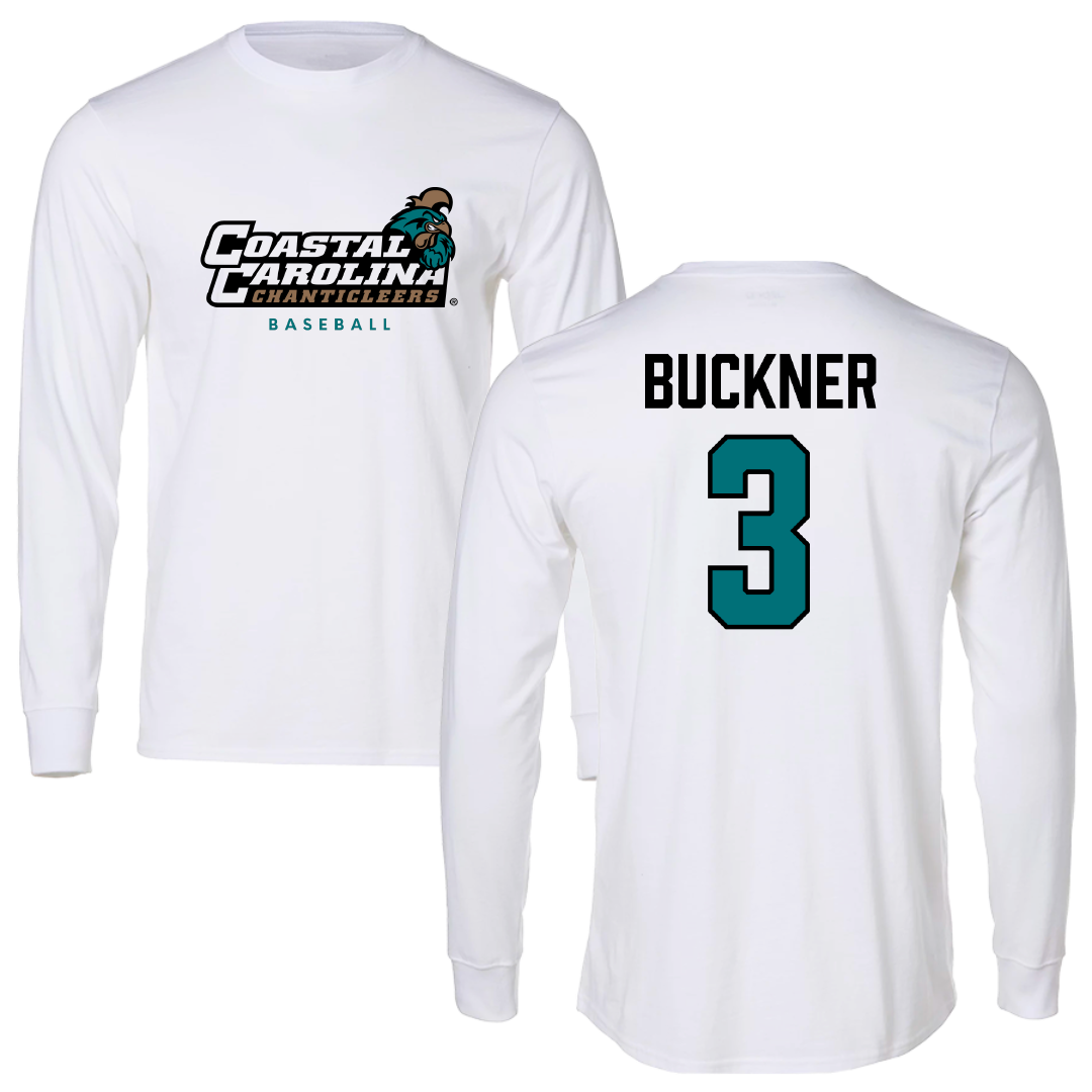 Coastal Carolina University Baseball White Long Sleeve - #3 Lukas Buckner