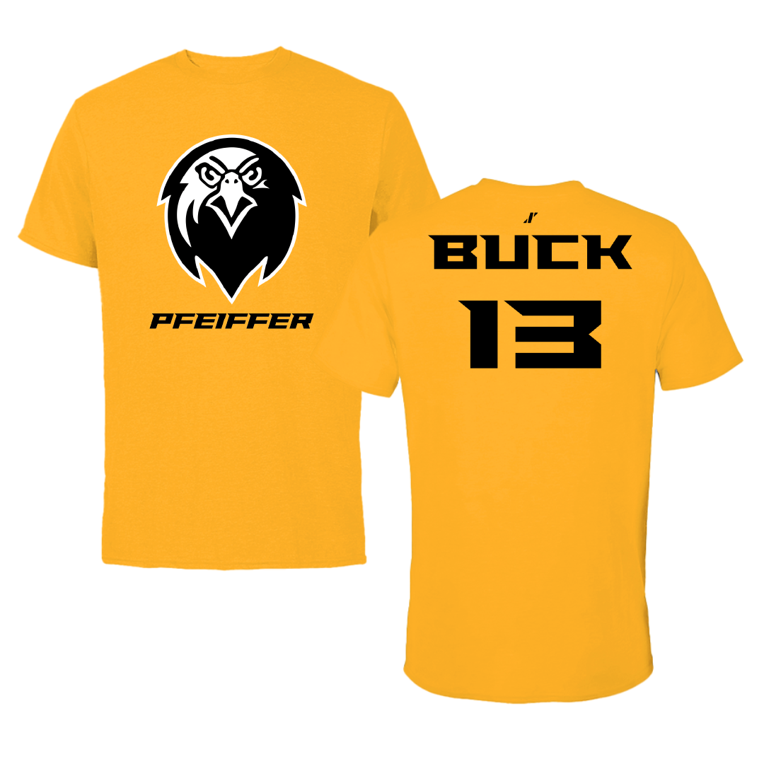Pfeiffer University Baseball Gold Tee - #13 Cayman Buck