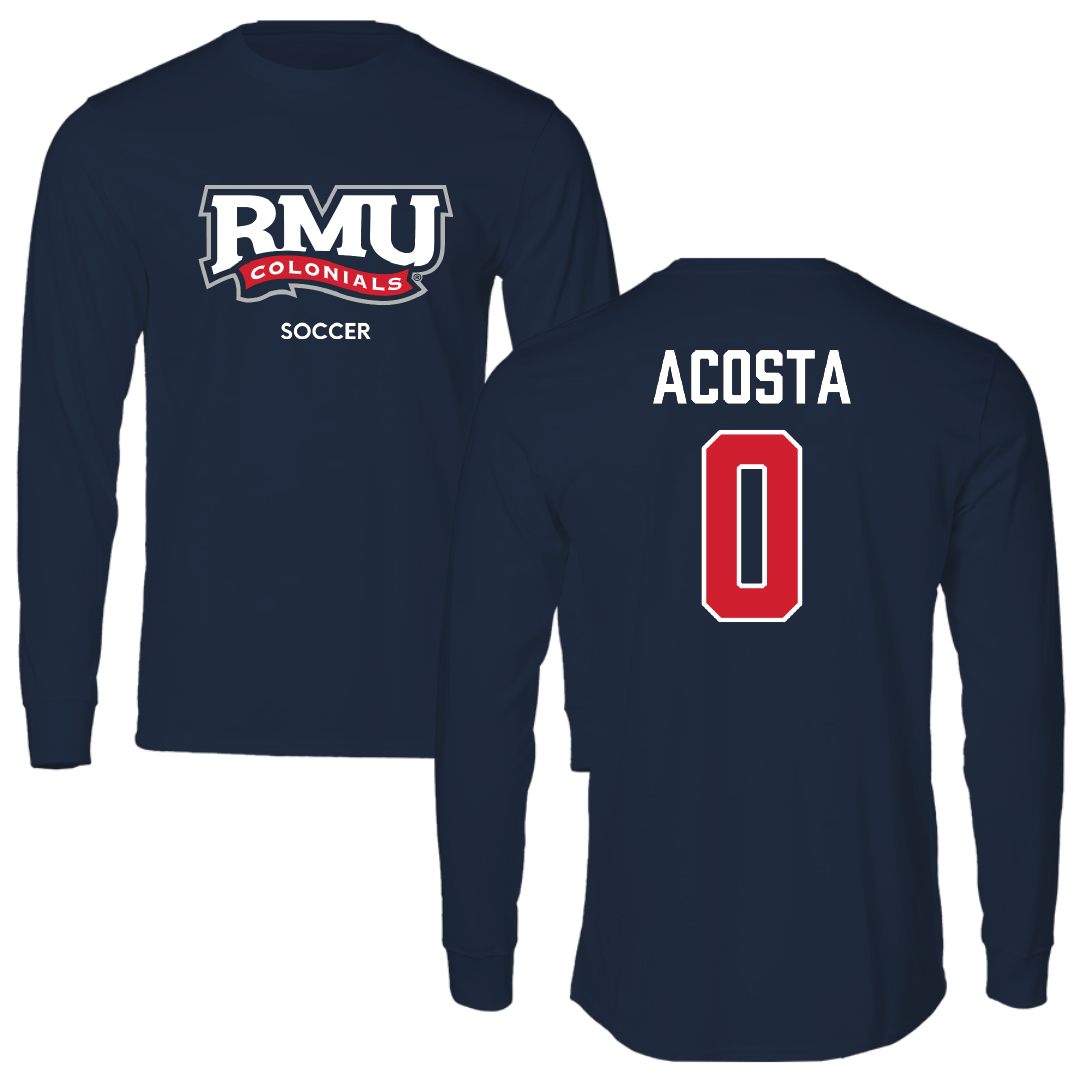 Robert Morris University Soccer (M) Navy RMU Long Sleeve - #0 Giancarlo Acosta