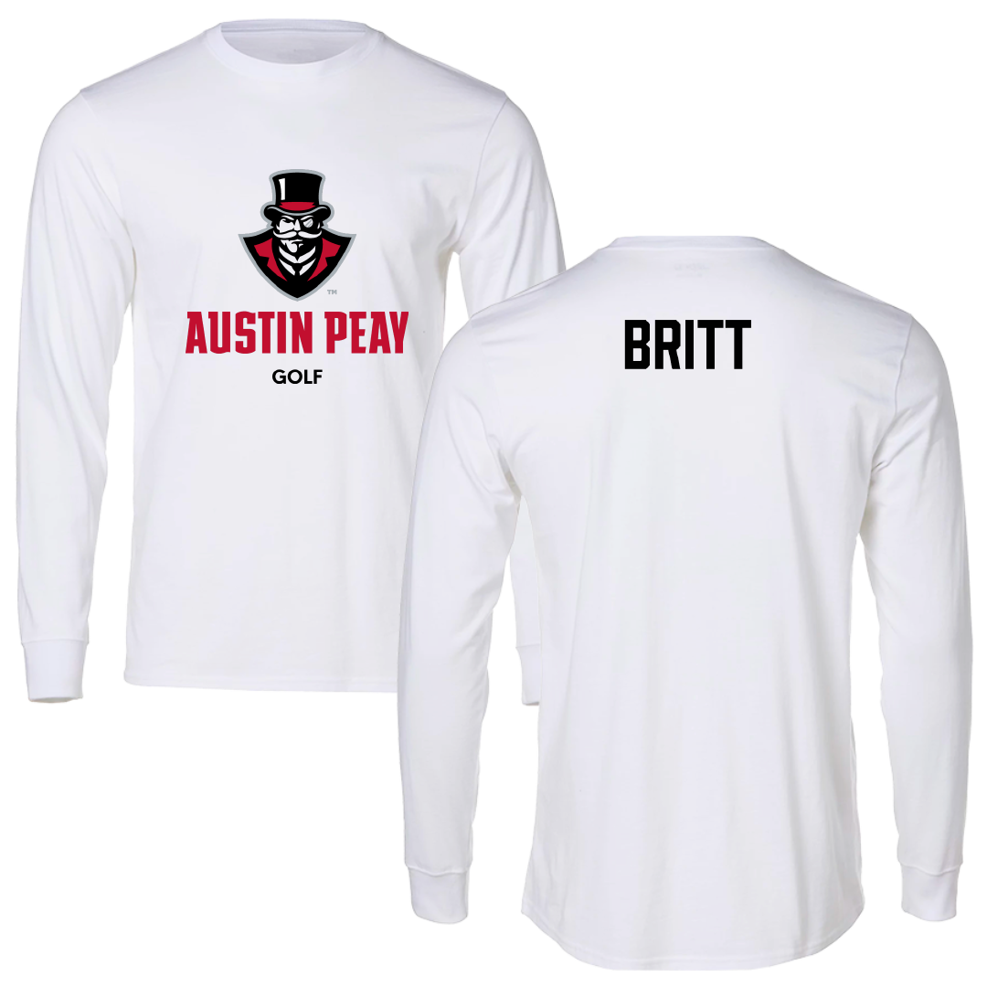 Austin Peay State University Golf (M) White Performance Long Sleeve - Reece Britt
