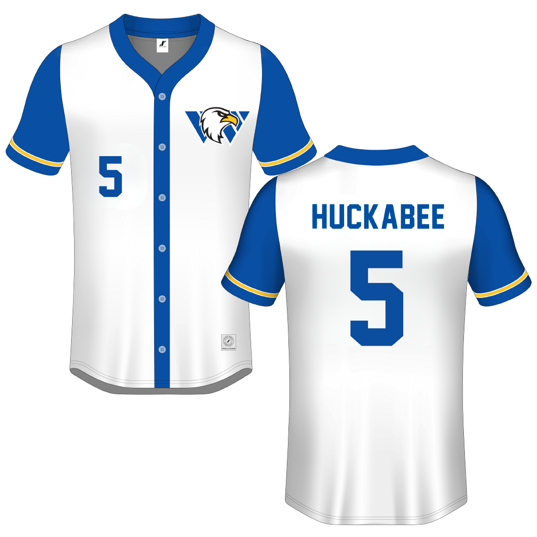 Williams Baptist University White Button-Down Jersey - #5 Olivia Huckabee