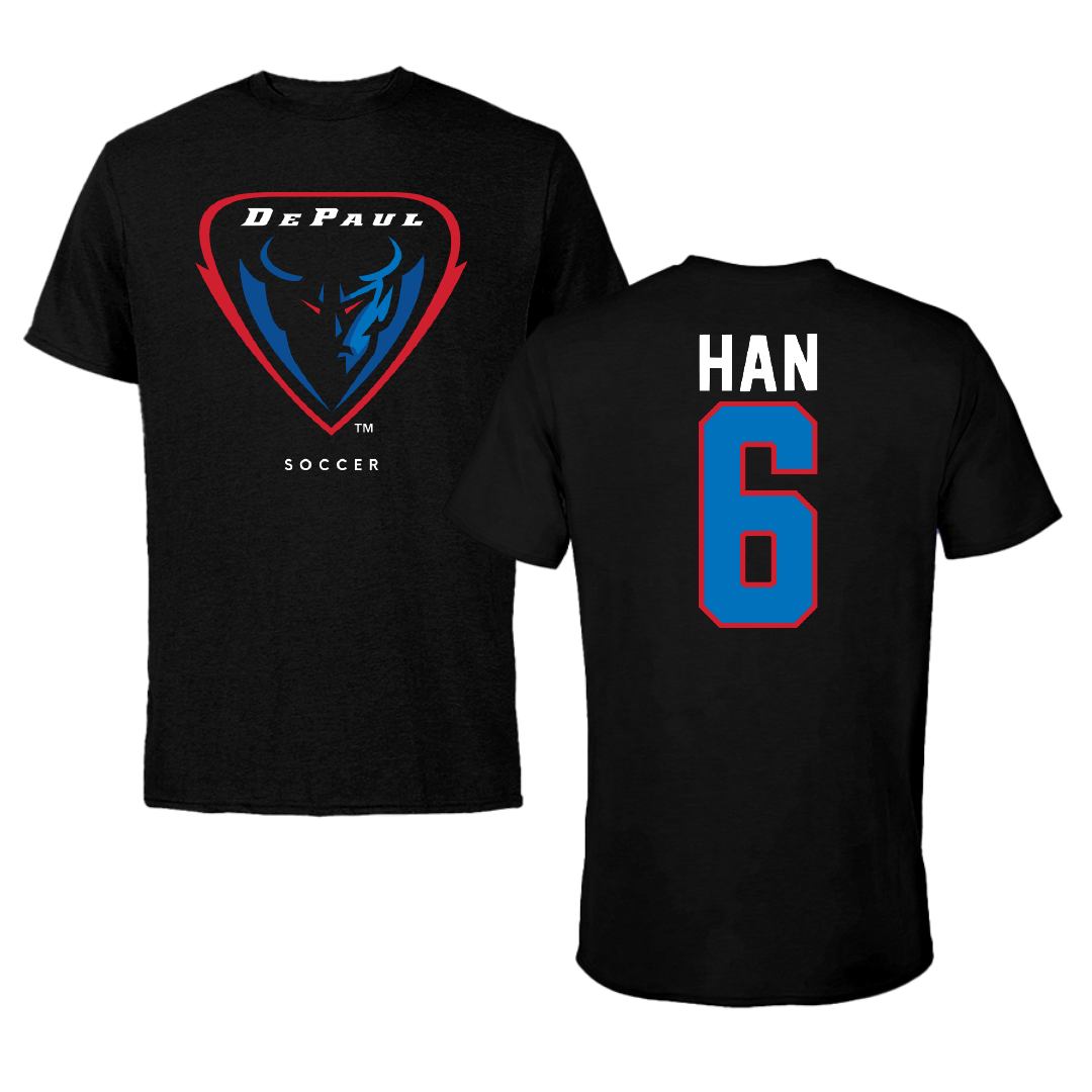 DePaul University Soccer Black Performance Tee - #6 Joon Han