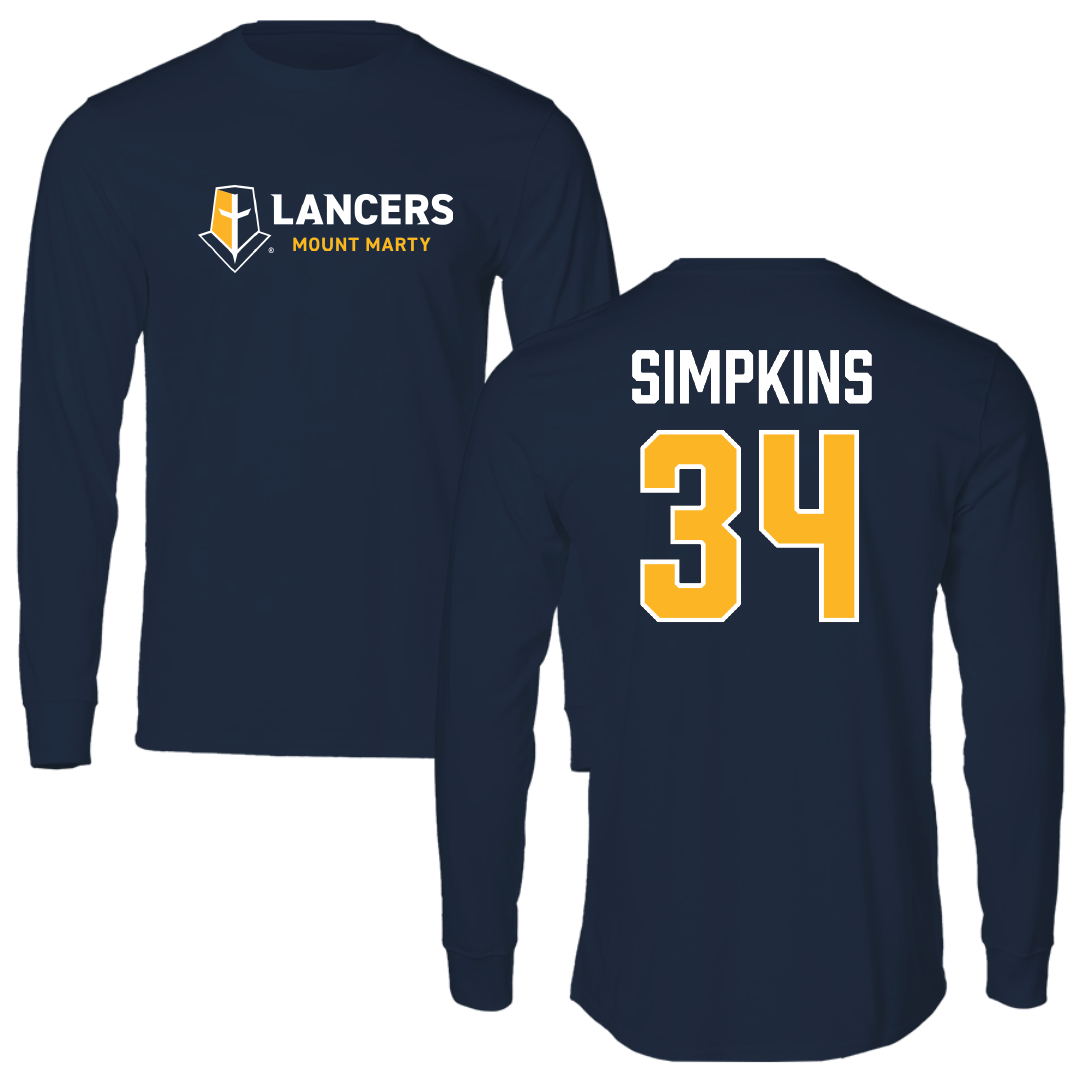 Mount Marty University Softball Navy Performance Long Sleeve - #34 Jayden Simpkins