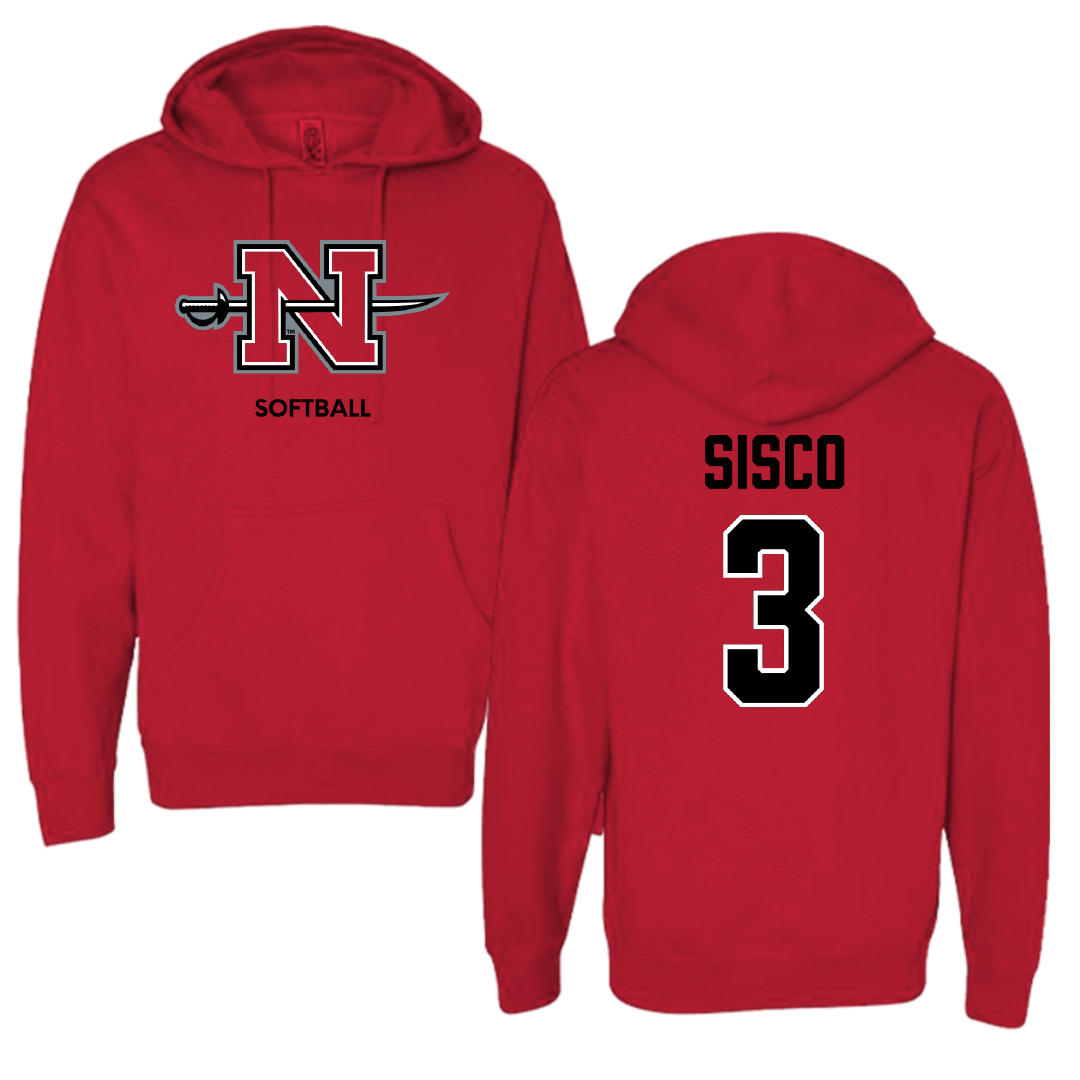 Nicholls State University Softball Red Hoodie - #3 Claire Sisco