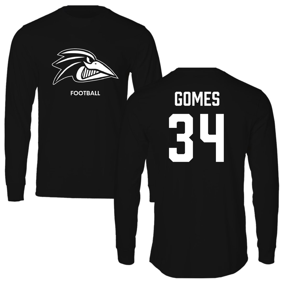 Franklin Pierce University Football Black Performance Long Sleeve - #34 Will Gomes