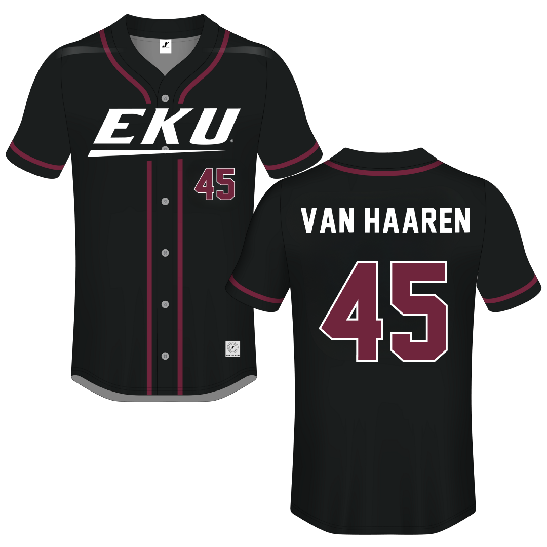 Eastern Kentucky University Black Button-Down Jersey - #45 Carson van Haaren