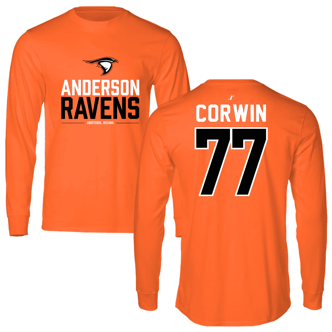 Anderson University (Indiana) Football Orange General Performance Long Sleeve - #77 Garrett Corwin