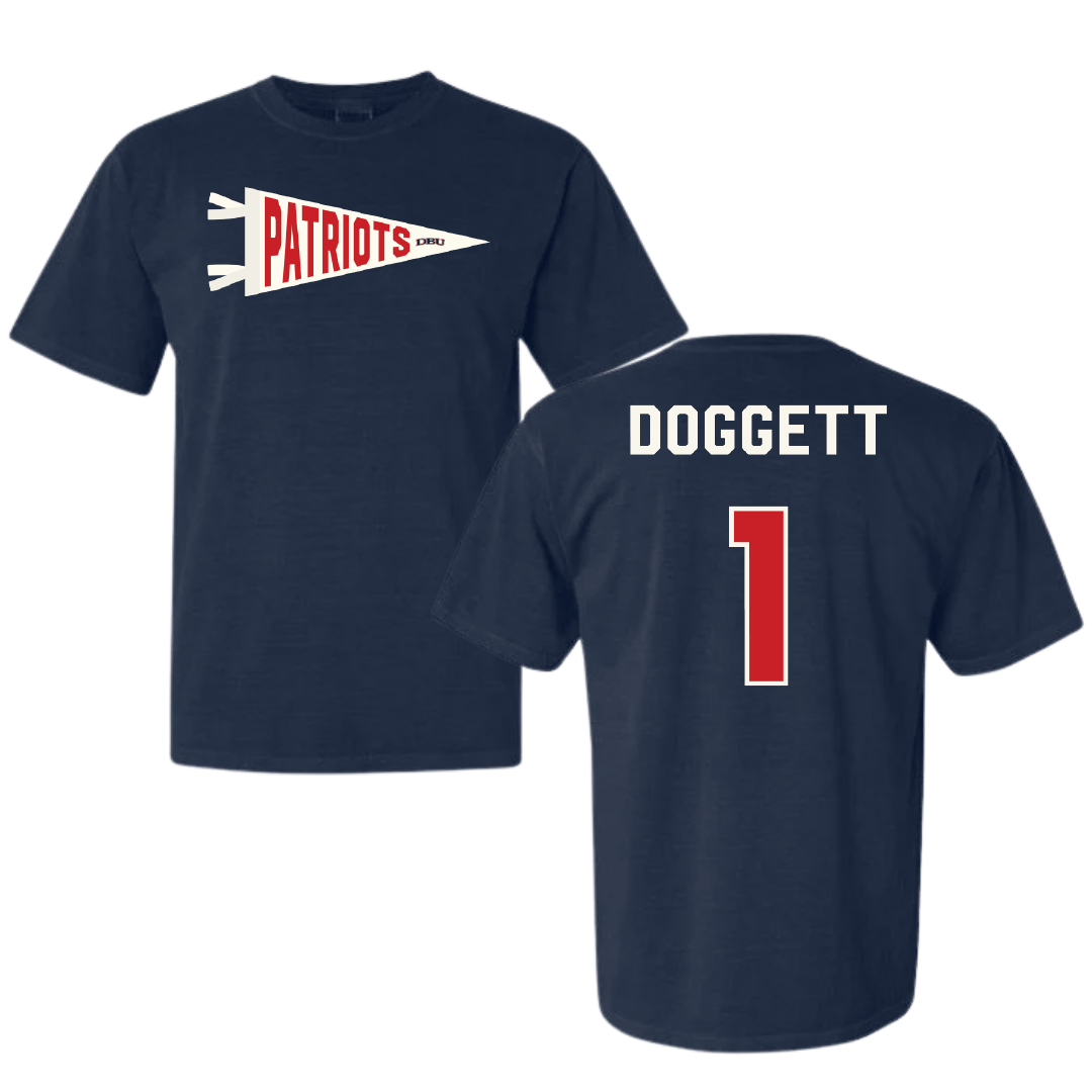 Dallas Baptist University Volleyball Navy Pennant Comfort Colors Tee - #1 Daylee Doggett