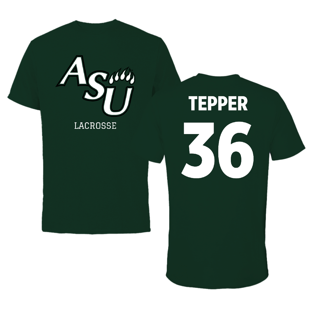 Adams State University Lacrosse Forest Green Performance Tee - #36 Nolan Tepper