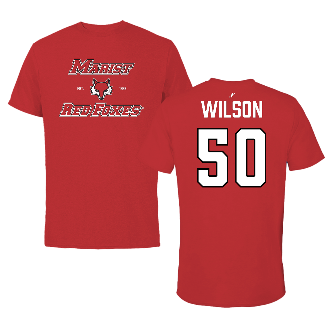 Marist University Football Red General Tee - #50 Trevor Wilson
