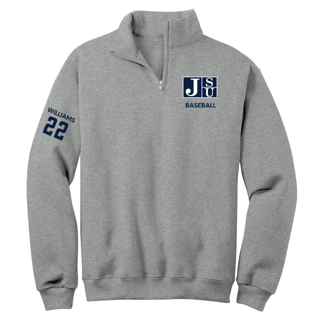 Jackson State University Baseball Sport Gray Quarter-Zip - #22 Isaiah Williams