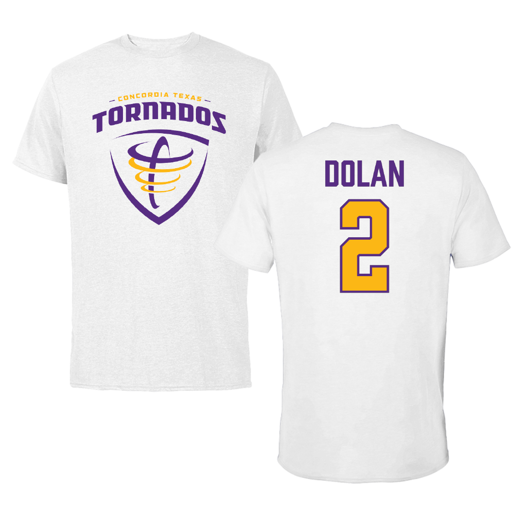 Concordia University (Texas) Soccer (M) White Performance Tee - #2 Steven Dolan