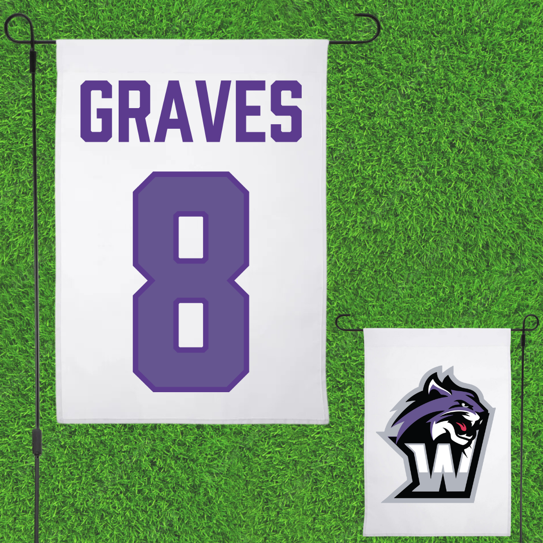 Wiley University Soccer White Garden Flag - #8 Jayce Graves