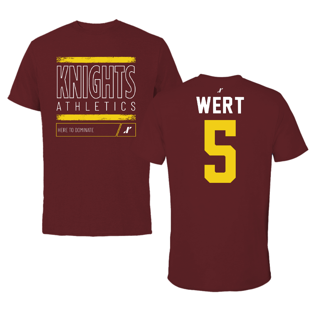 Calvin University Acrobatics & Tumbling Maroon Dominate Performance Tee - #5 Jenna Wert