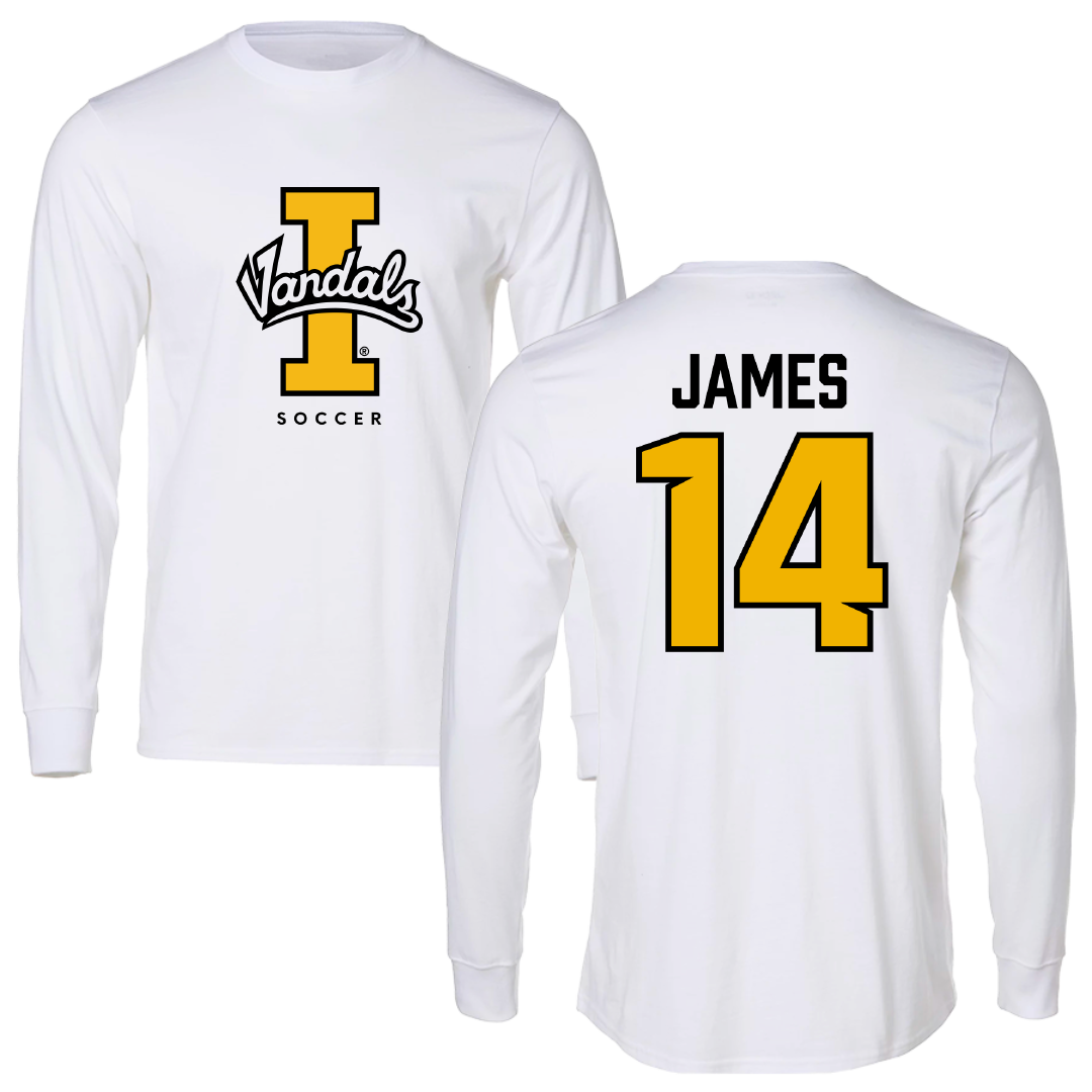 University of Idaho Soccer White Vandals Long Sleeve - #14 Emma James
