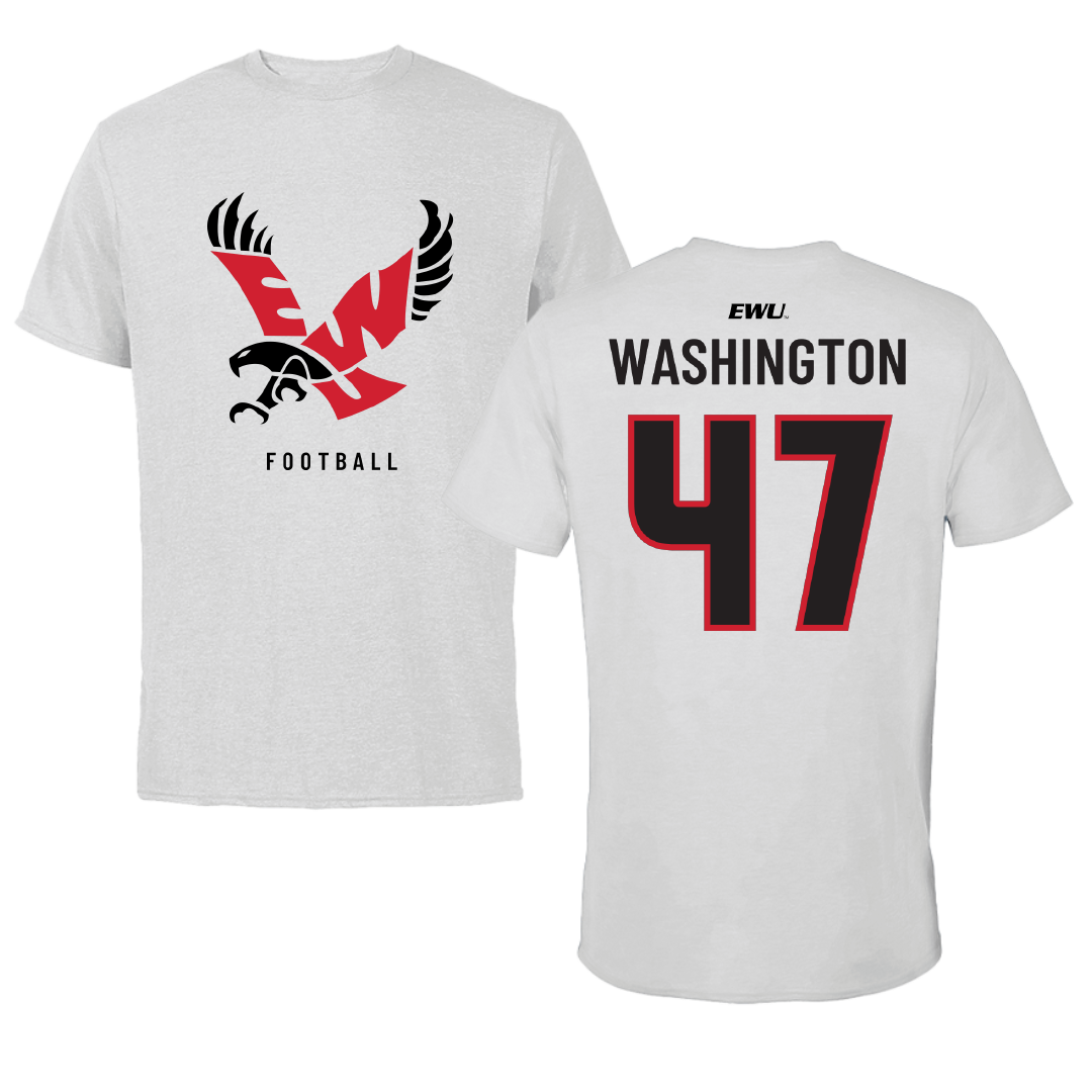 Eastern Washington University Football Light Gray Performance Tee - #47 Messiah Washington