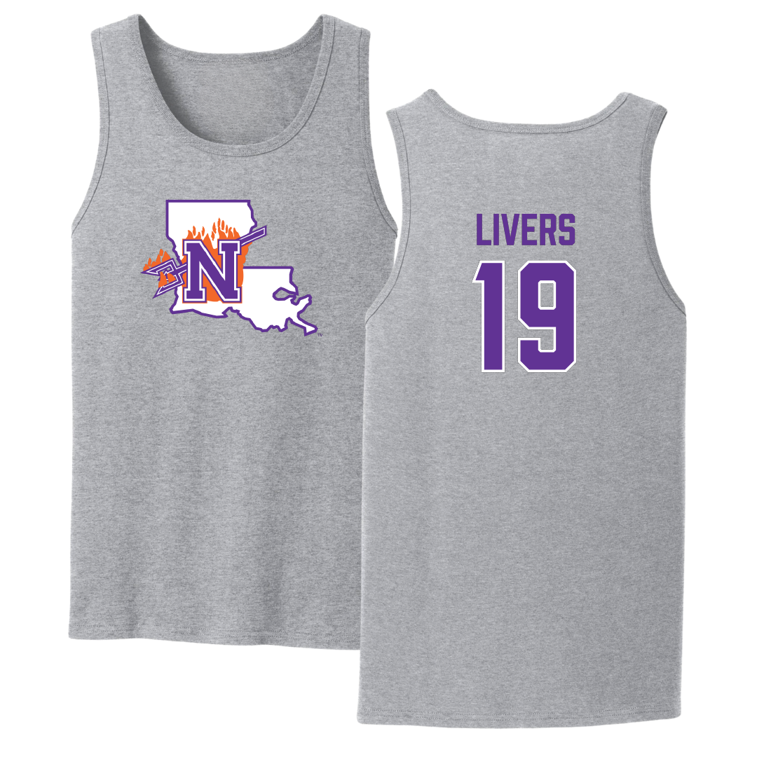 Northwestern State University Softball Sport Gray Tank Top - #19 Sophia Livers