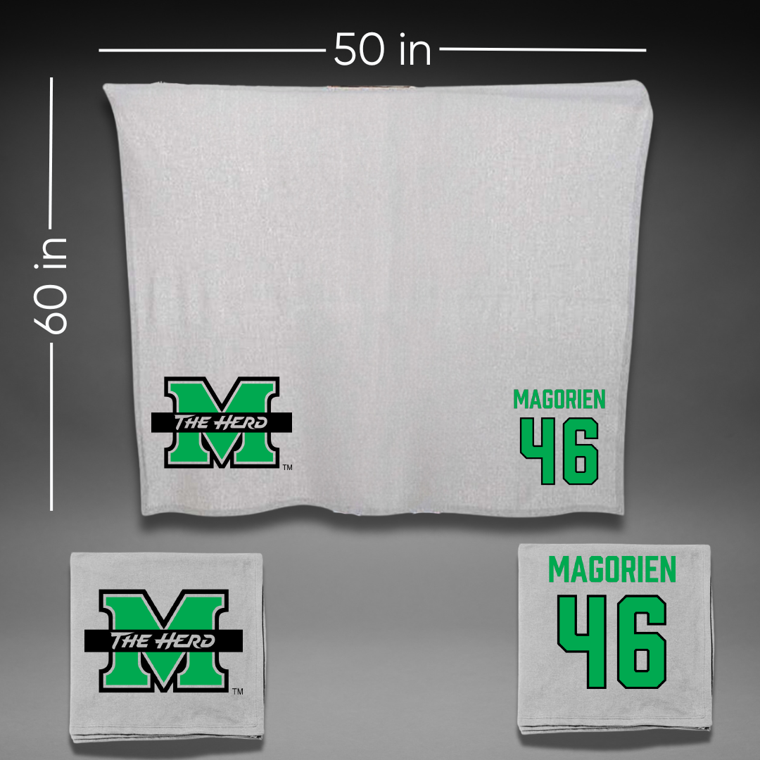 Marshall University Football Gray Blanket - #46 Gavin Magorien