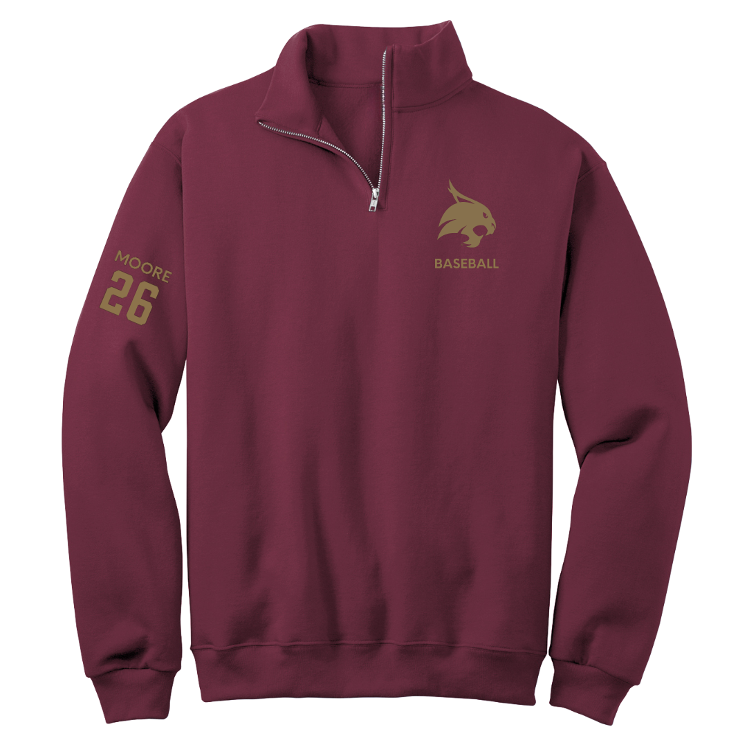 Texas State University Baseball Maroon Quarter-Zip - #26 Nolan Moore