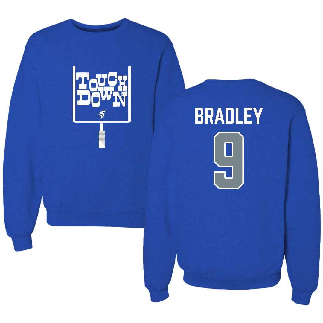 Thomas More University Football Blue Touchdown Crewneck - #9 Duncan Bradley