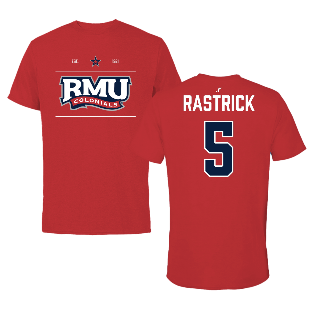 Robert Morris University Soccer (M) Red General Performance Tee - #5 Noah Rastrick