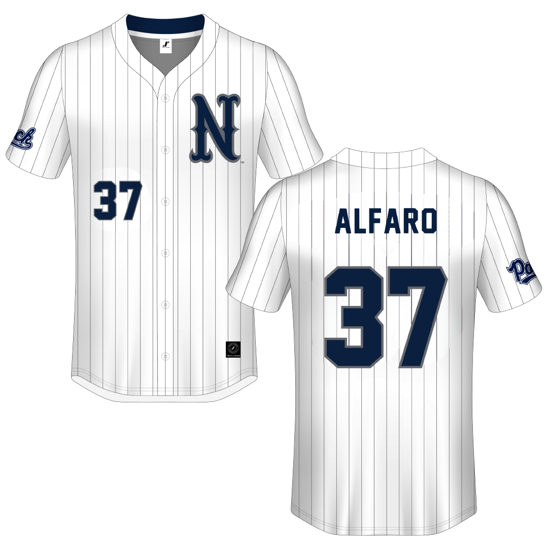 University of Nevada White Pinstripe Button-Down Jersey - #37 Saige Alfaro
