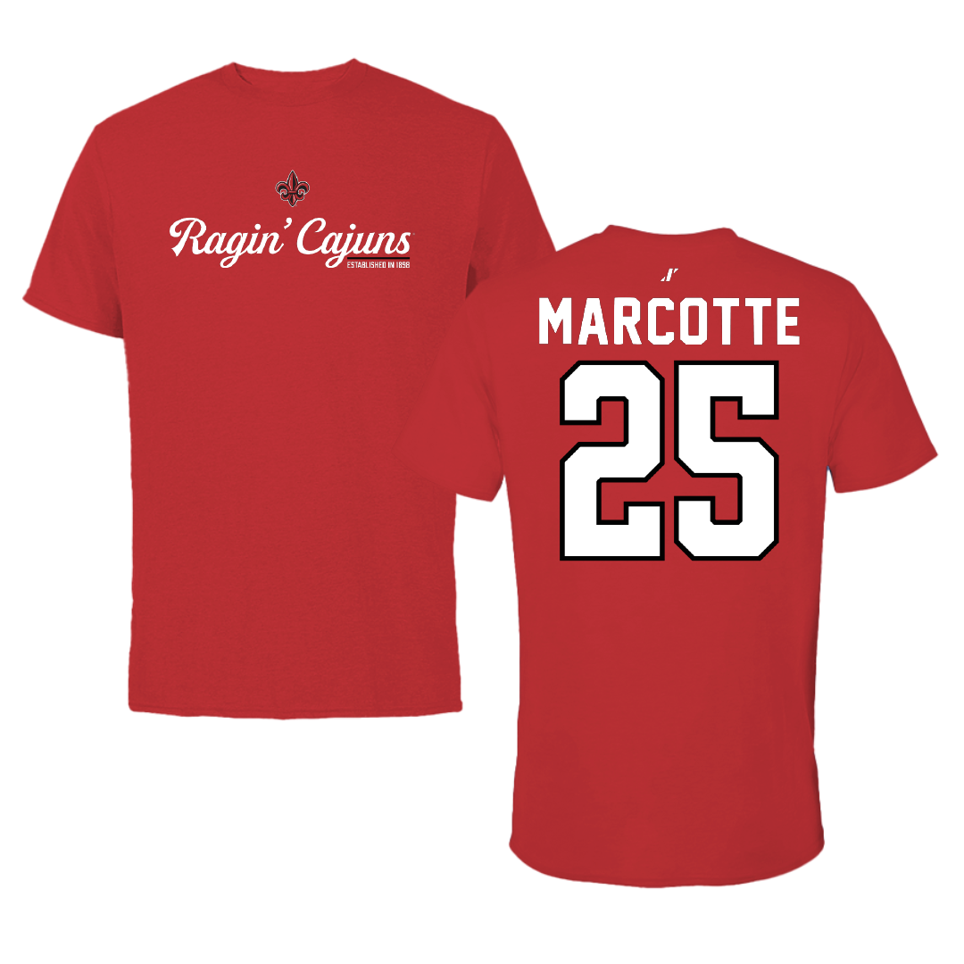 University of Louisiana at Lafayette Baseball Red General Performance Tee - #25 Riley Marcotte