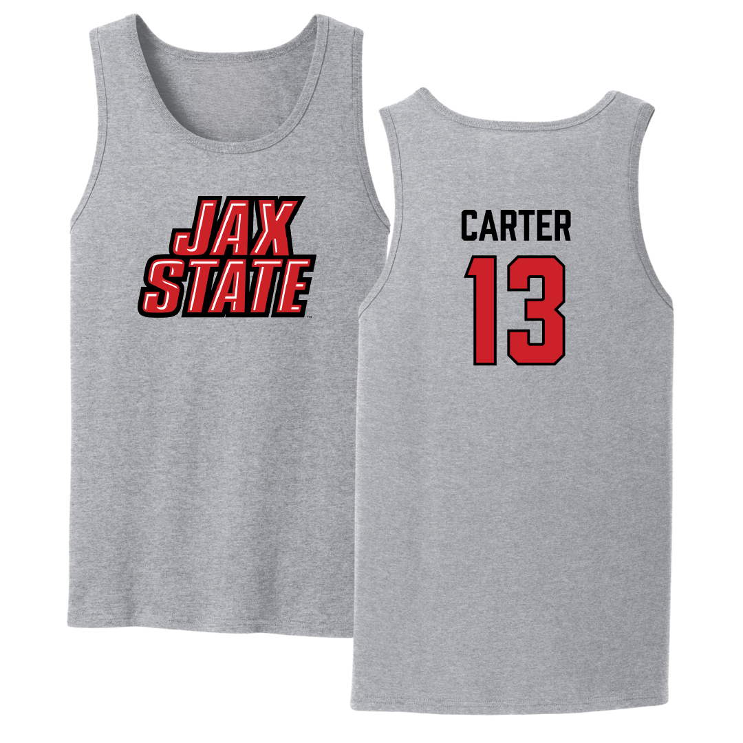 Jacksonville State University Football Sport Gray Tank Top - #13 Derek Carter