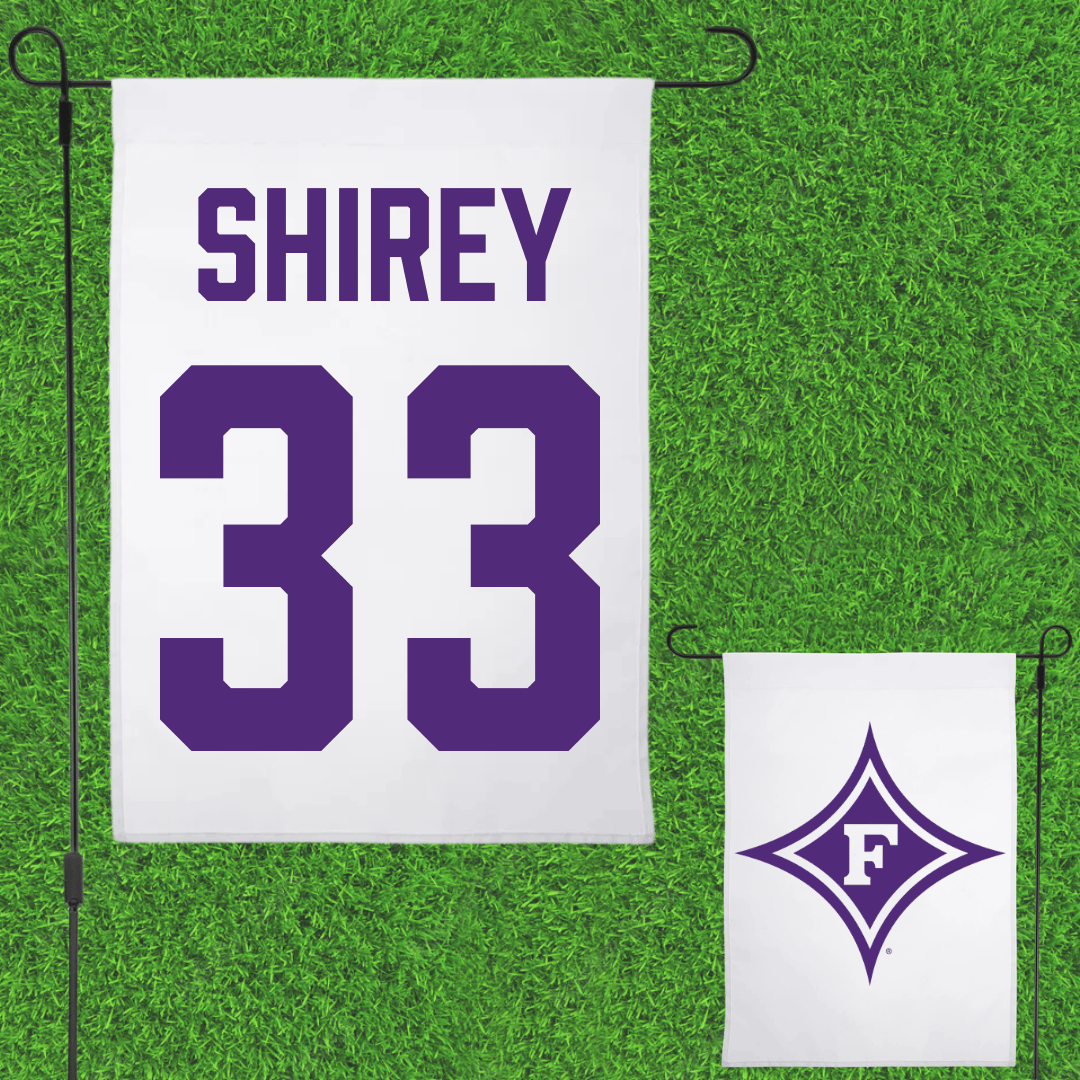 Furman University Softball White Garden Flag - #33 Meghan Shirey