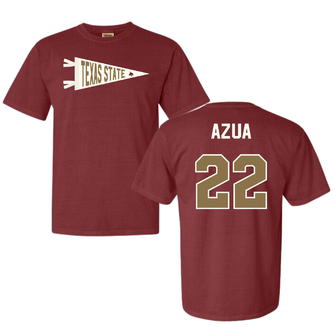 Texas State University Softball Maroon Pennant Comfort Colors Tee - #22 Madison Azua