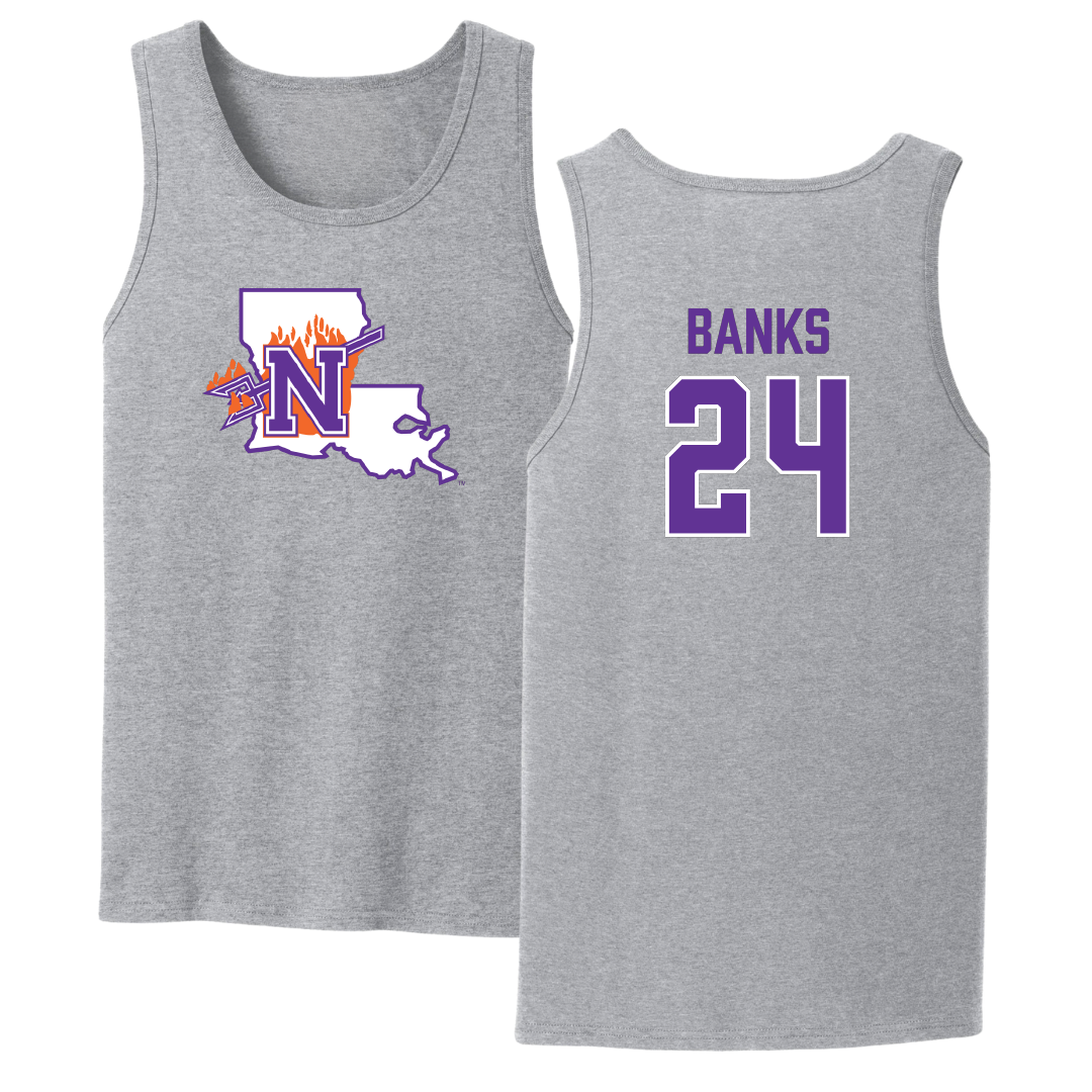 Northwestern State University Football Sport Gray Tank Top - #24 Brian Banks