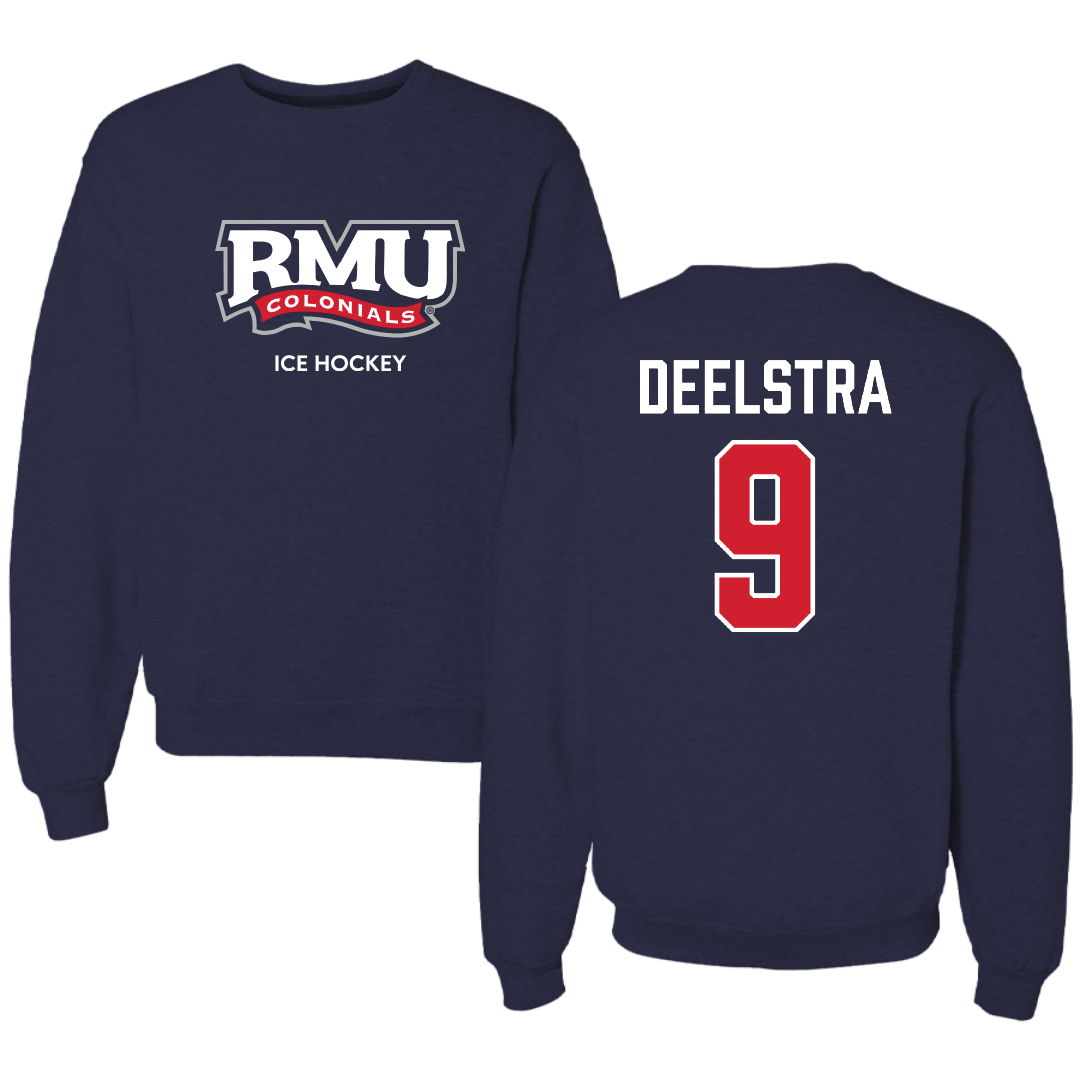 Robert Morris University Ice Hockey (M) Navy RMU Crewneck - #9 Mitchel Deelstra