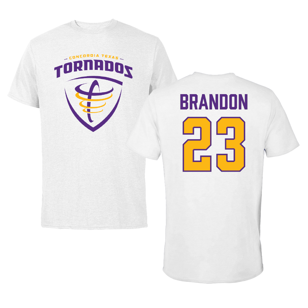 Concordia University (Texas) Basketball (M) White Tee - #23 Anariss Brandon