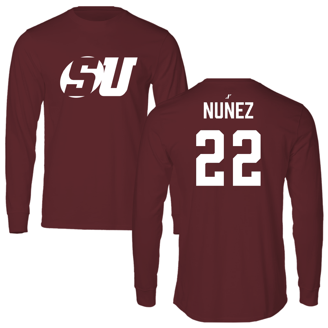 Schreiner University Softball Maroon Performance Long Sleeve - #22 Romy Nunez