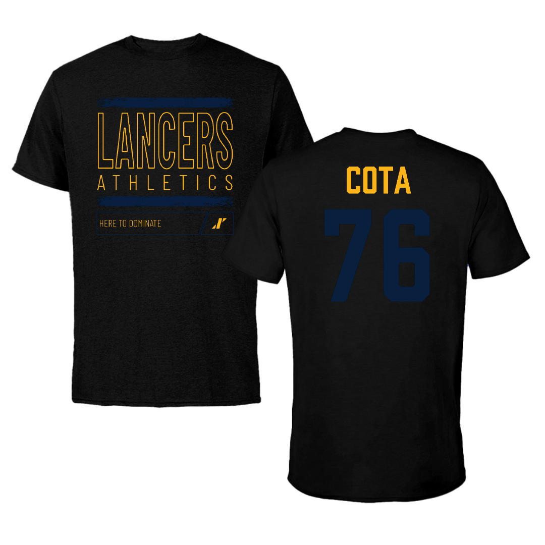 Mount Marty University Football Black Dominate Tee - #76 Ben Cota
