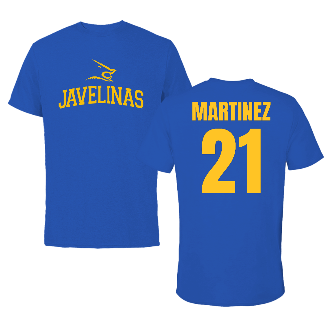 Texas A&M University-Kingsville Baseball Blue Performance Tee - #21 Maurice Martinez