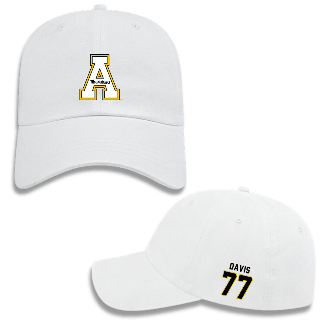 Appalachian State University Football White Hat - #77 Daniel Davis