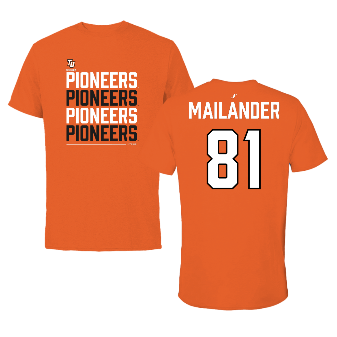 Tusculum University Football Orange General Performance Tee - #81 Josh Mailander