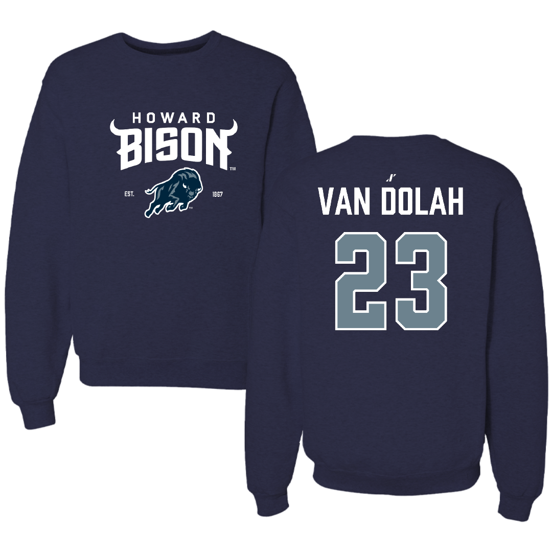 Howard University Softball Navy General Crewneck - #23 Madison Van Dolah