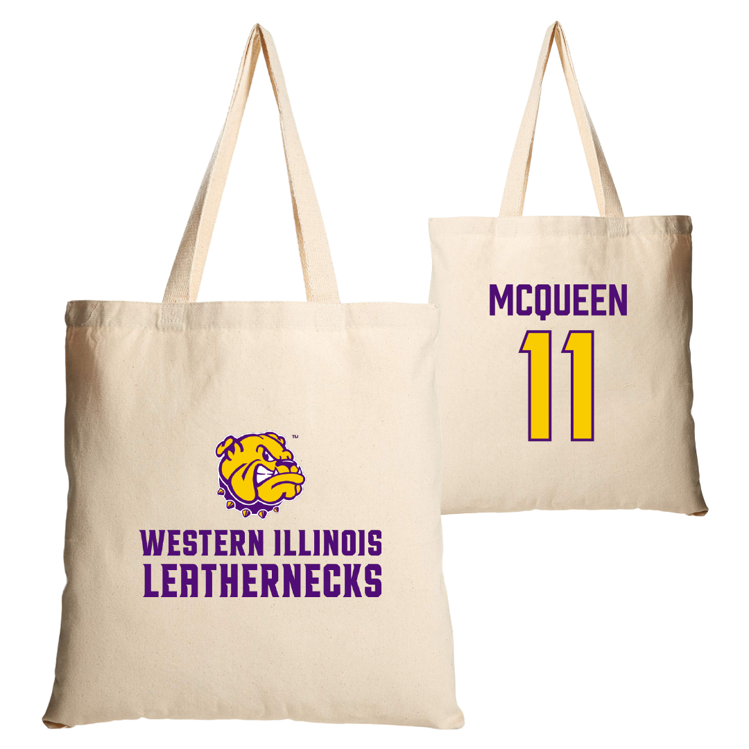 Western Illinois University Softball Tan Canvas Tote Bag - #11 Tori McQueen
